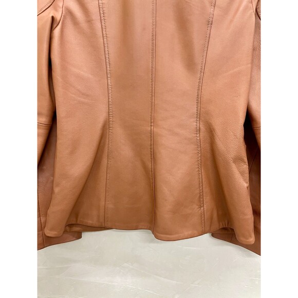 Guess Leather Jacket Small 70s Style Brown Camel Leather Jacket Size Small Guess - Picture 8 of 16